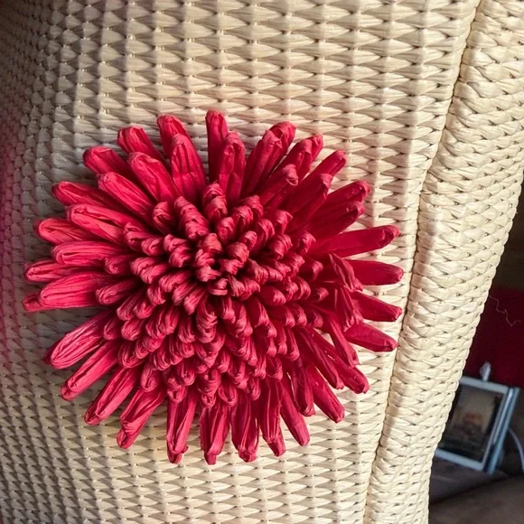 Kate Spade Beige Straw Tote with Red and Pink Floral Design - Picture 5 of 15